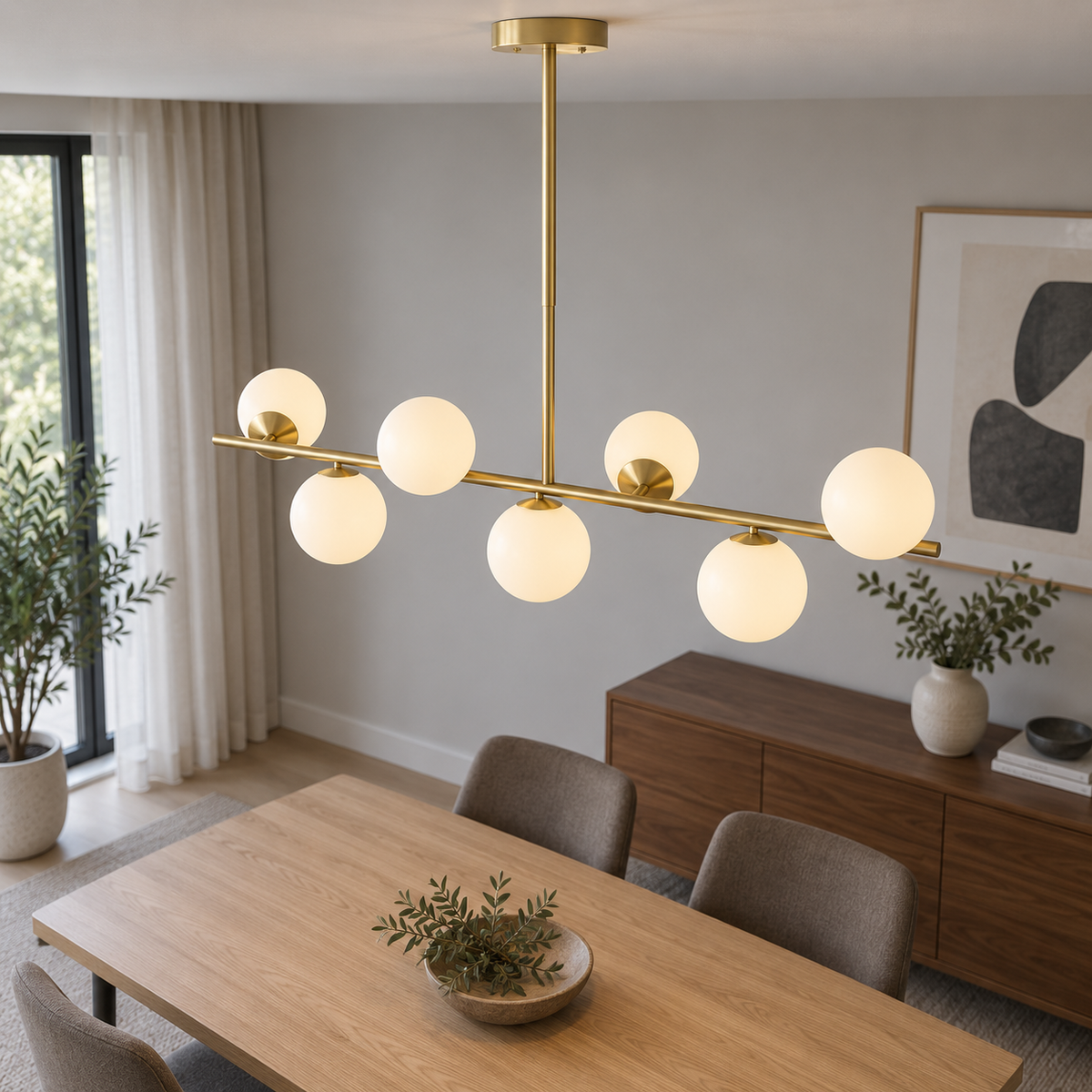 Ljuskrona med nordisk glödlampa för matsal