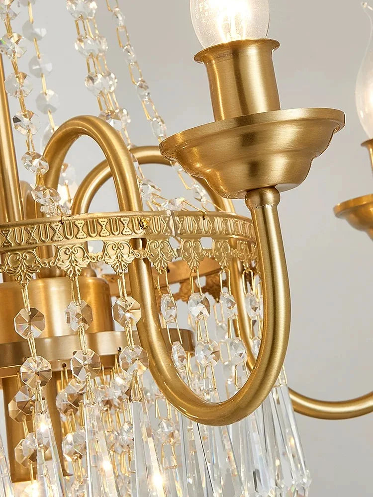 Chandelier en cristal et cuivre pour villa