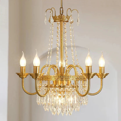 Chandelier en cristal et cuivre pour villa