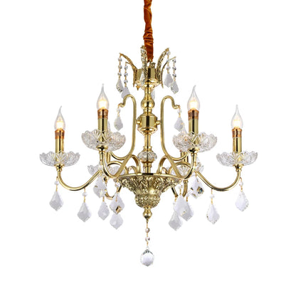 Luminaire de salon français en cristal et laiton