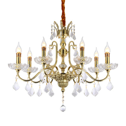 Luminaire de salon français en cristal et laiton