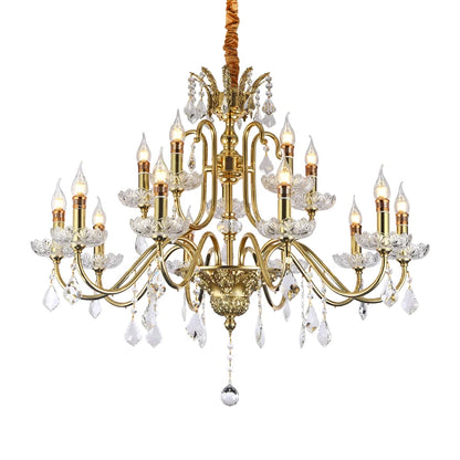 Luminaire de salon français en cristal et laiton