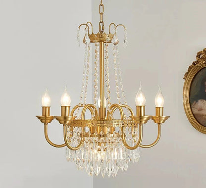 Chandelier en cristal et cuivre pour villa