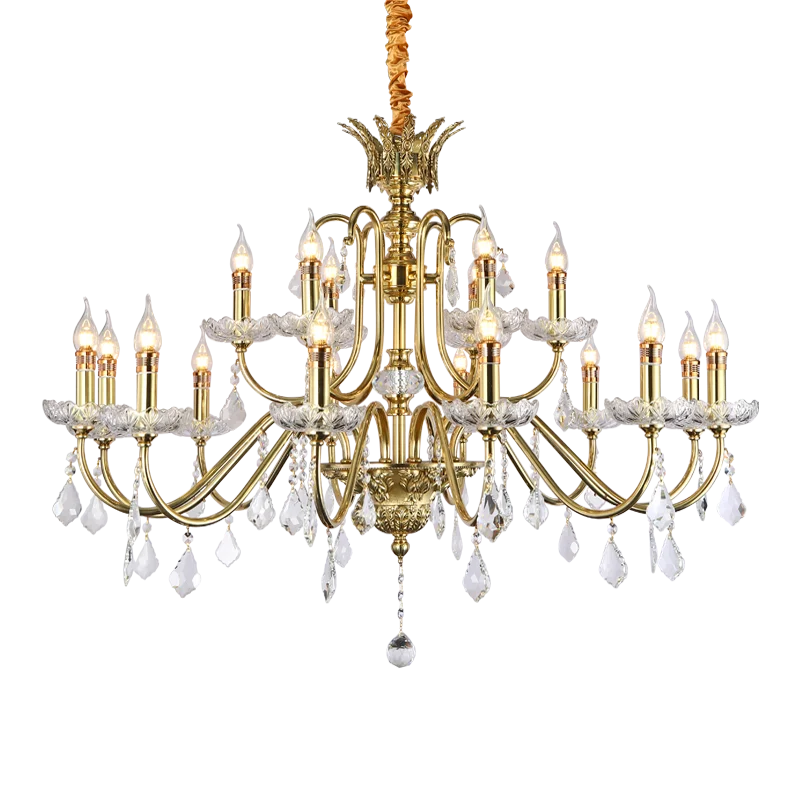 Luminaire de salon français en cristal et laiton