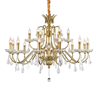 Luminaire de salon français en cristal et laiton