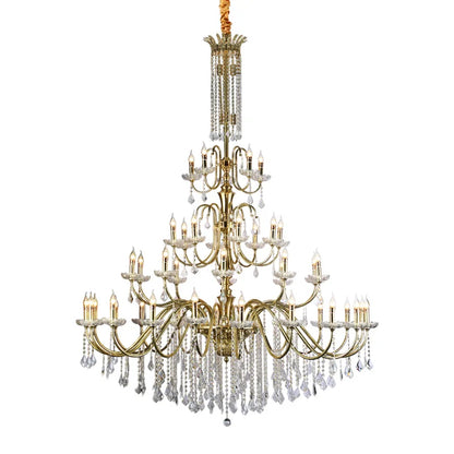 Luminaire de salon français en cristal et laiton