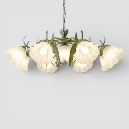 Fransk art deco ljuskrona med blommor