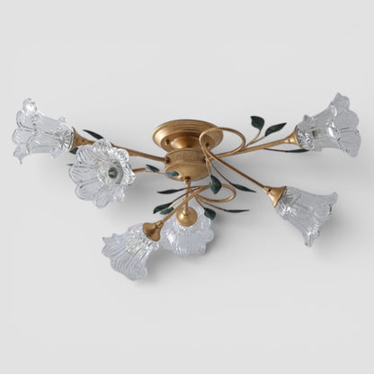 French romantic pastoral glass ceiling light