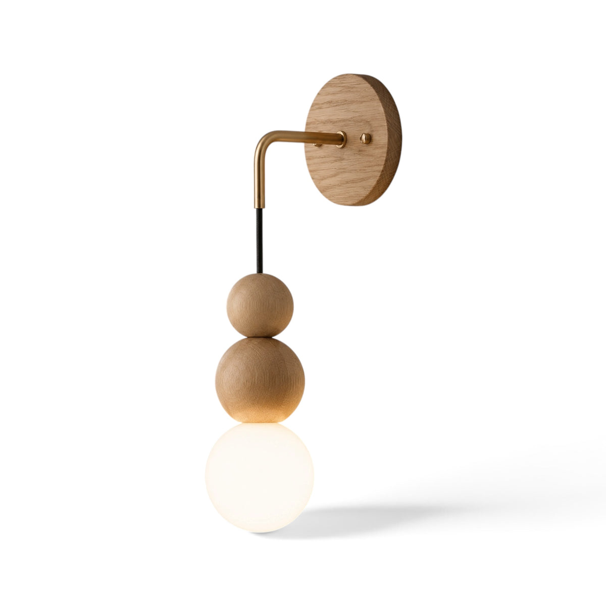 Walnut wood brass gradient glass wall light