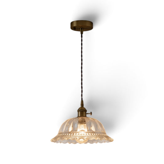 LUXELY vintage wood and glass pendant light
