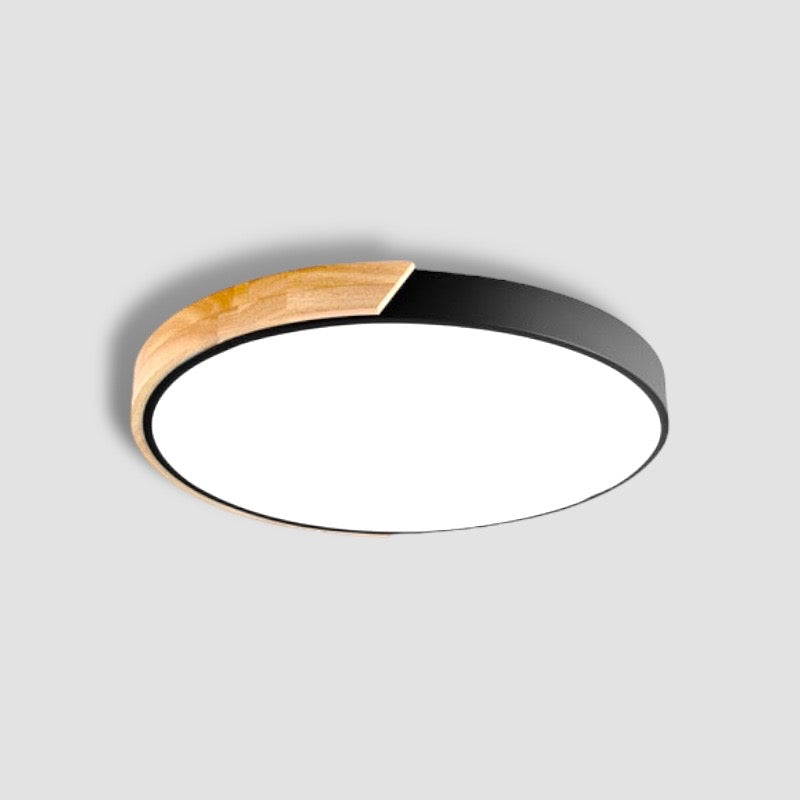 Plafón LED redondo minimalista de madera de macaron