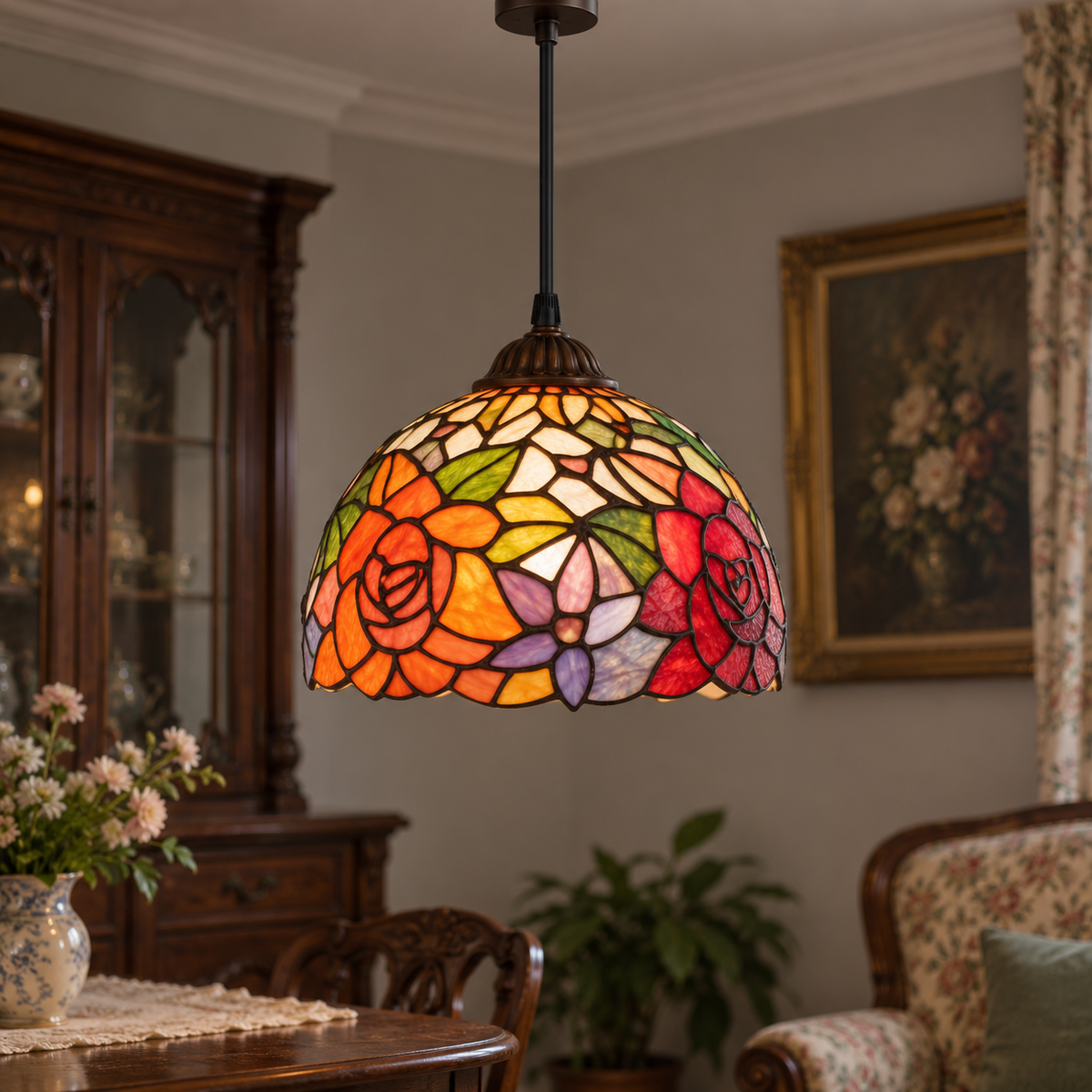 Tiffany-style glass pendant light