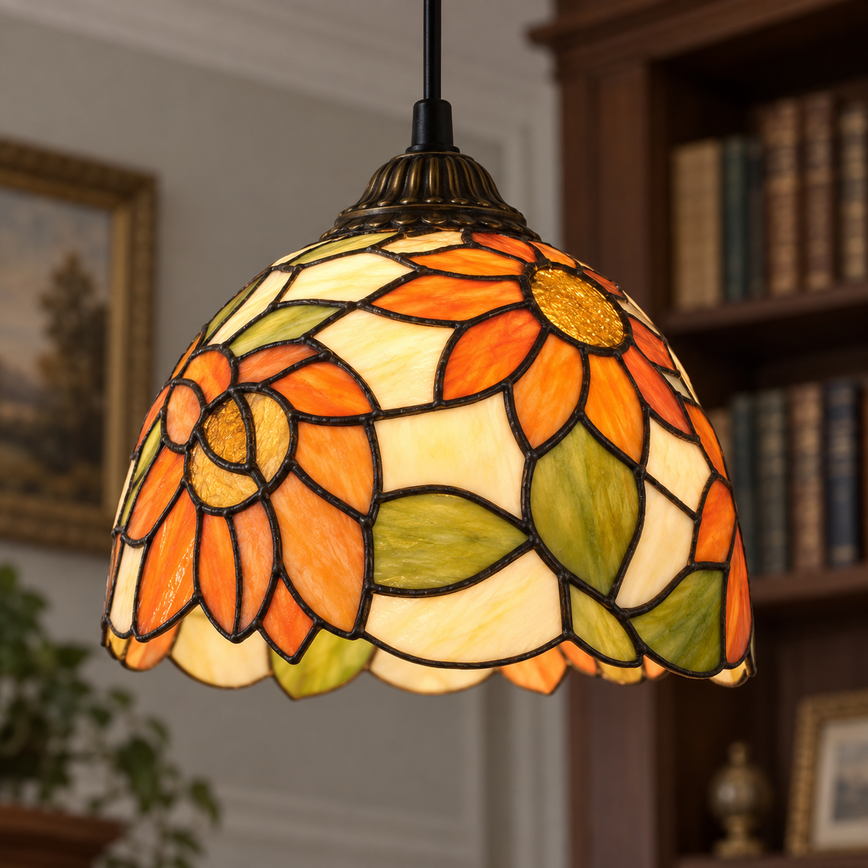 Tiffany-style glass pendant light