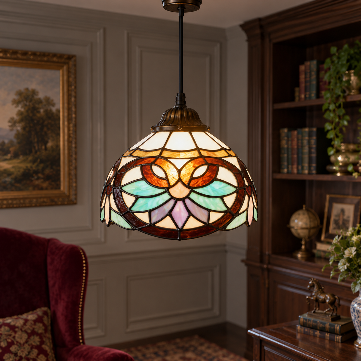 Tiffany-style glass pendant light