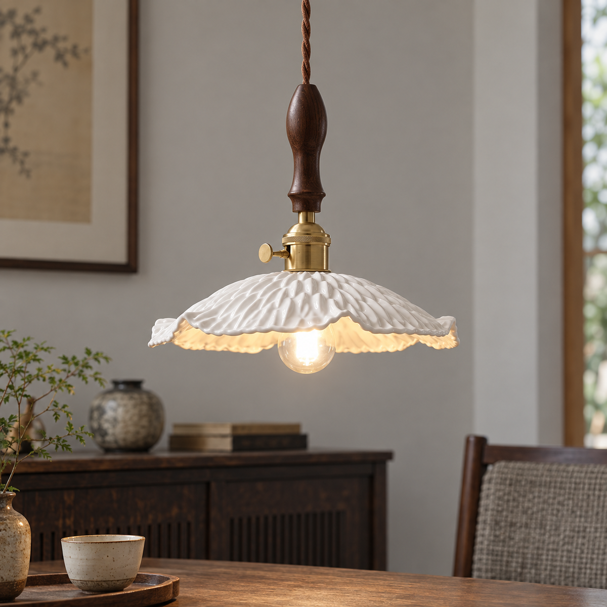Japanese ceramic pendant light