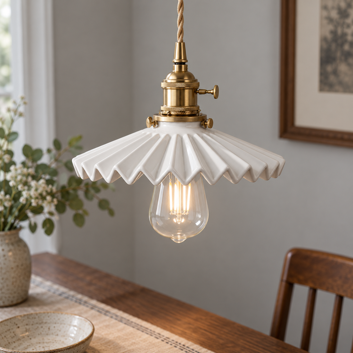 Japanese ceramic pendant light