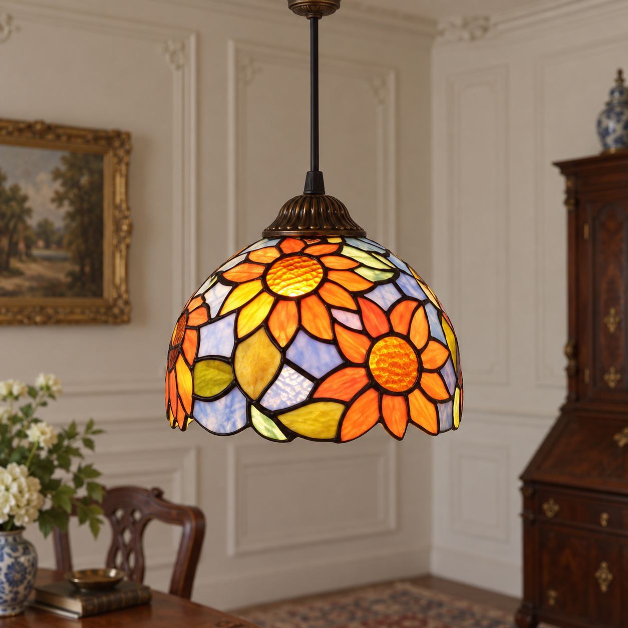 Tiffany-style glass pendant light