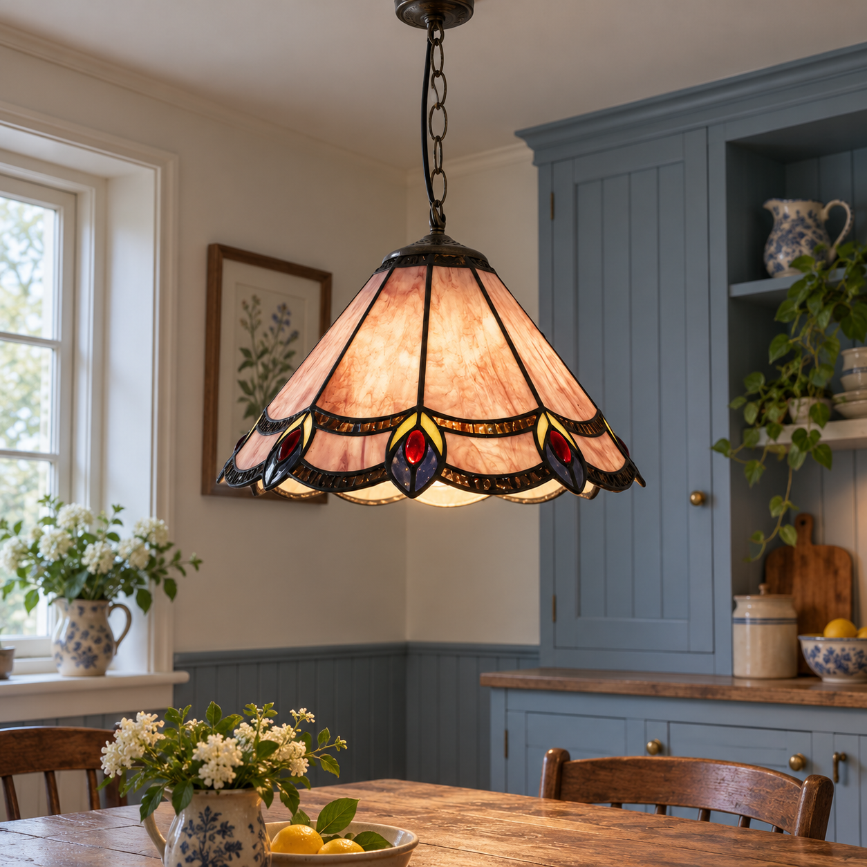 Tiffany-style glass kitchen pendant light