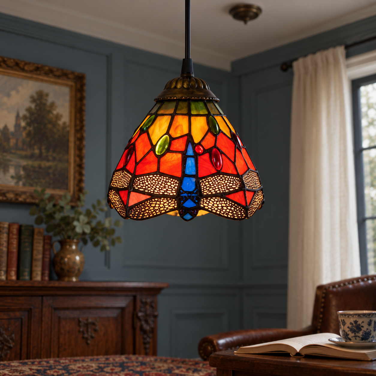 Tiffany-style glass pendant light