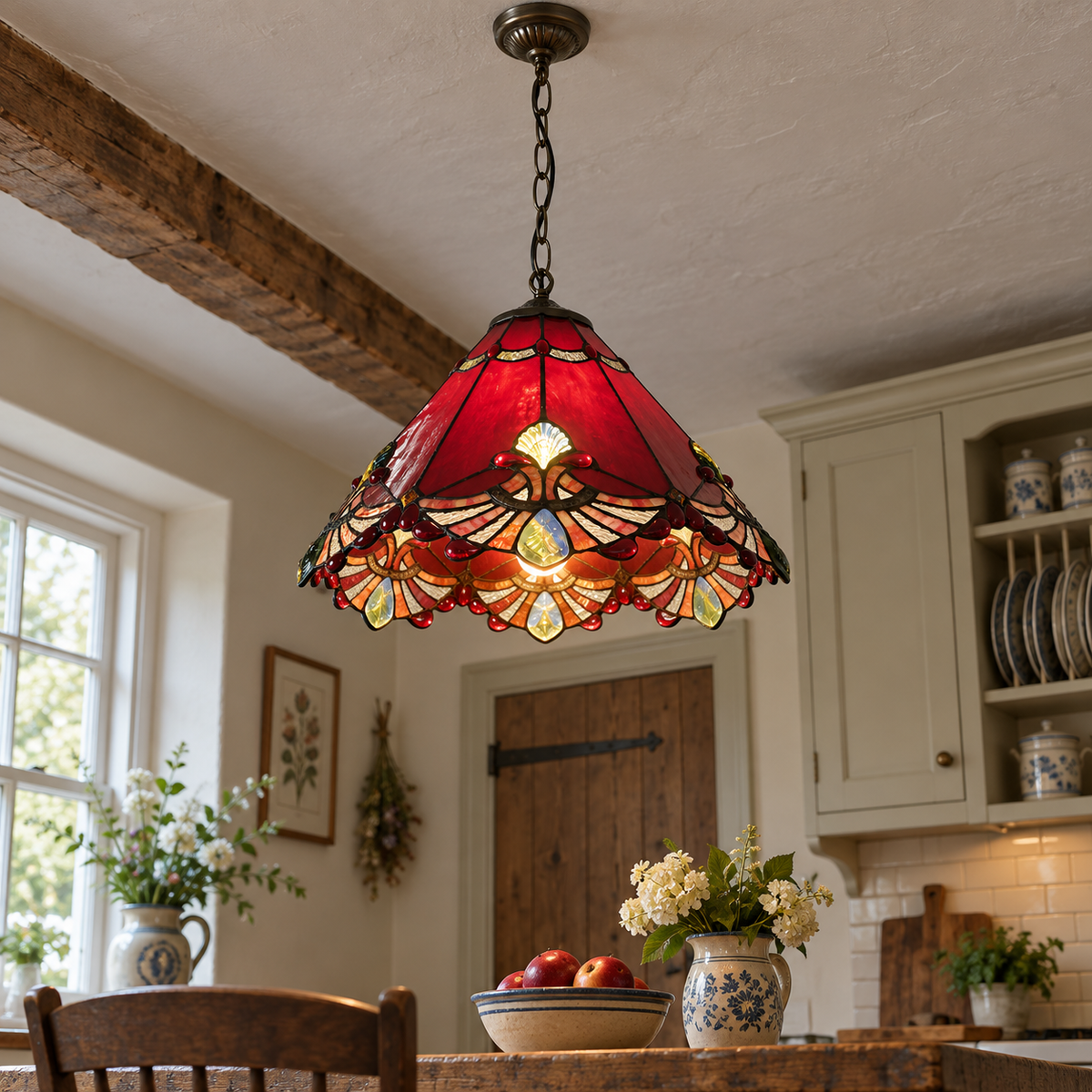 Tiffany-style glass kitchen pendant light