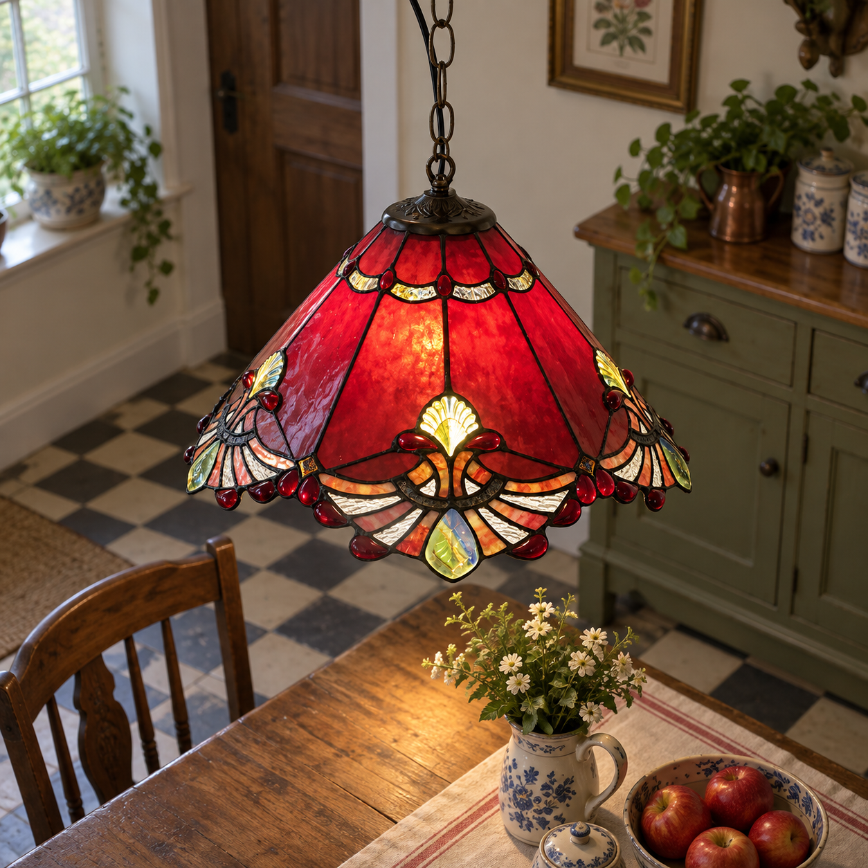 Tiffany-style glass kitchen pendant light