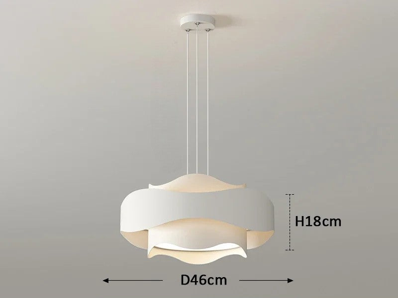 Lustre rond blanc à LED ondulé