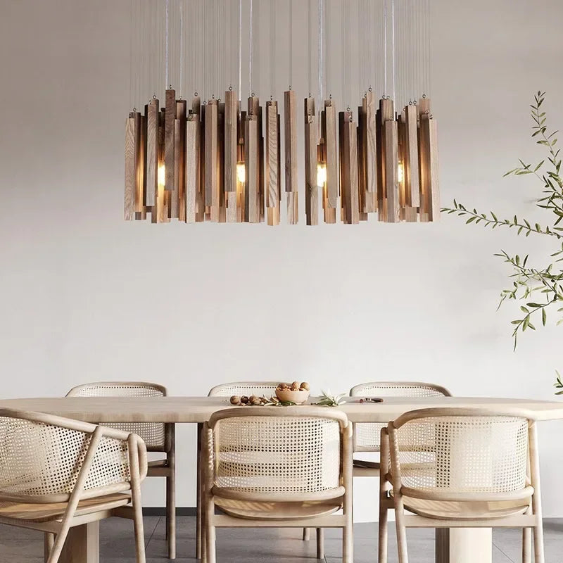Solid wood LED pendant light for modern design