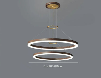 Lustre de plafond en bois massif de noyer noir pour salon