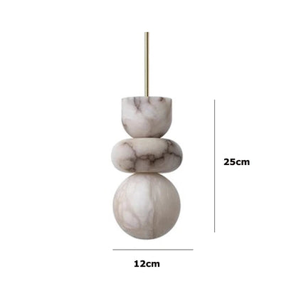 Medium stacked marble LED pendant light with 25cm height. Marble LED pendant light – modern ceiling lamp dimmable with 9W LED.