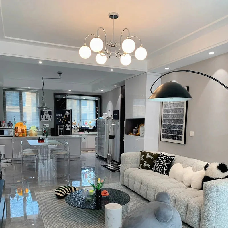 Cremefarbener Glas-Kronleuchter