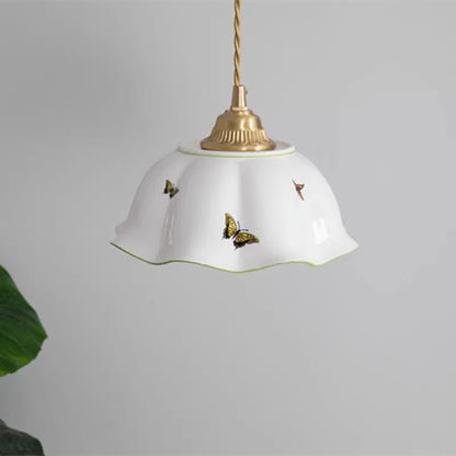 Butterfly keramische koperen LED-hanglamp voor de slaapkamer