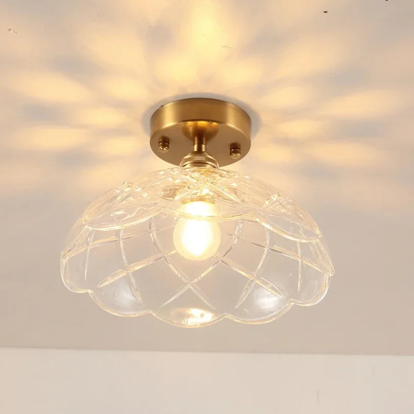 Vintage european clear glass flush ceiling light