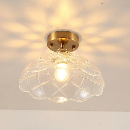 Vintage european clear glass flush ceiling light