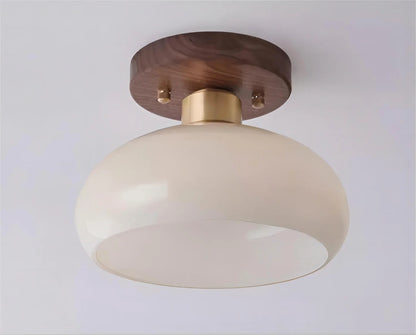 Walnut ceiling light wabi sabi for hallway