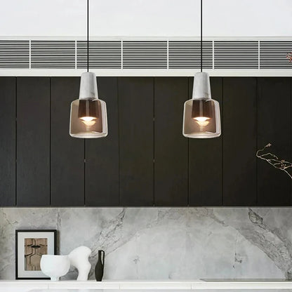 Suspension en marbre et verre blanc pour cuisine et salle à manger