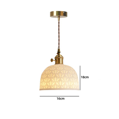 Vintage ceramic LED pendant lamp with brass fitting