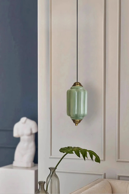 Vintage milk glass pendant with brass