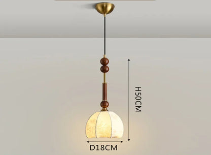 Nordic Pendant Light with floral cloth shade and wood accent, ideal for LED lighting in small dining or study areas.