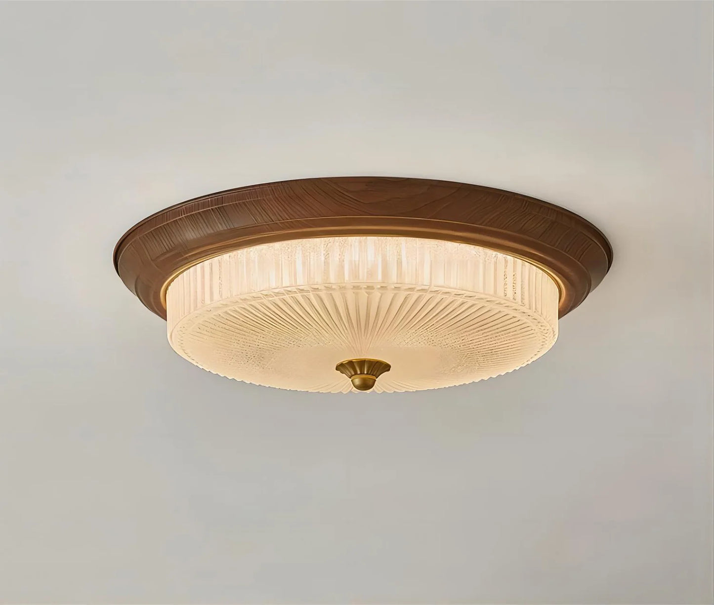 Walnut etched glass ceiling light for dining room