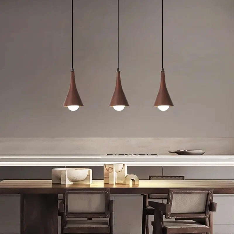 Walnut pendant light for living and dining room
