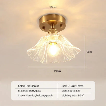 Vintage european clear glass flush ceiling light