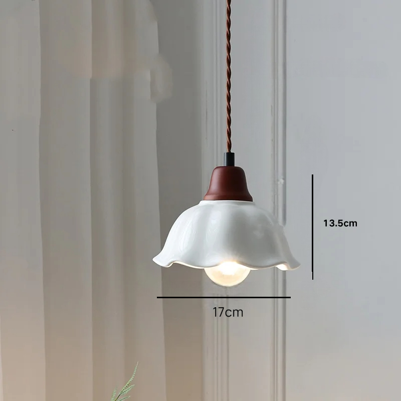 Rose flower white ceramic led pendant for hallway