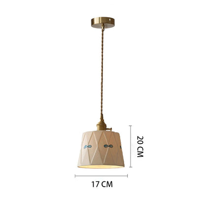 Japanese brass glazed ceramic pendant light