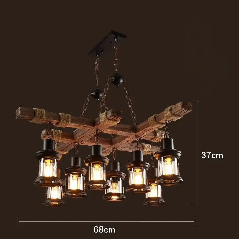 Suspension vintage en bois massif de style loft
