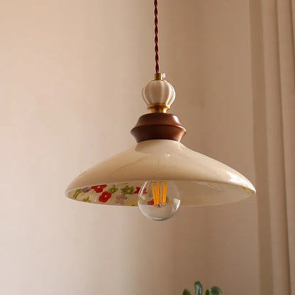 White flower ceramic led pendant light for living room