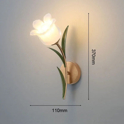 French Pastoral LED Wall Lamp with dimensions 370mm height and 110mm width, ideal for compact yet stylish room lighting.