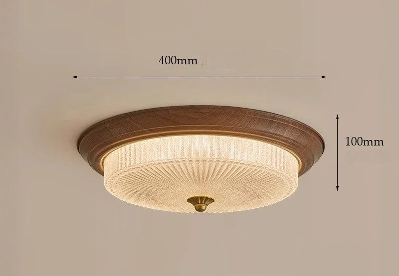 Walnut etched glass ceiling light for dining room