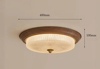 Walnut etched glass ceiling light for dining room