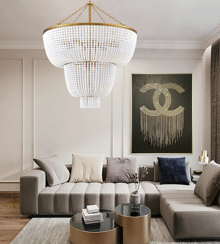 Tiered beaded chandelier for palace