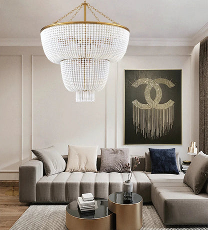 Tiered beaded chandelier for palace